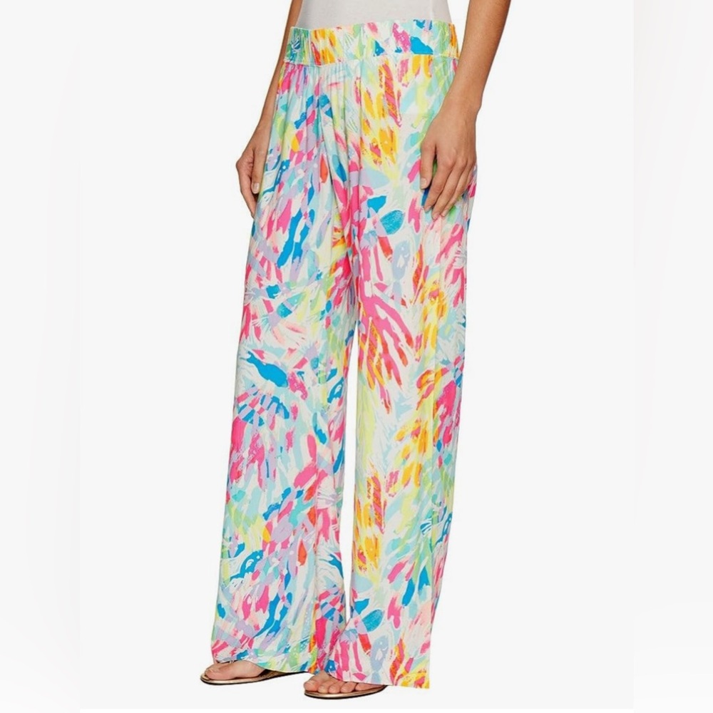 Lilly Pulitzer Women's Bal Harbour Palazzo Pants Sparkling Sands Size Medium - Picture 2 of 15